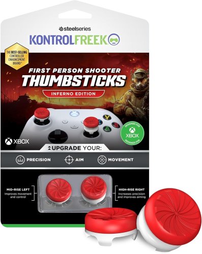 Kontrolfreek - FPS Freek Inferno Red - White Thumbsticks | Xbox X, One | High-Rise + Mid-Rise