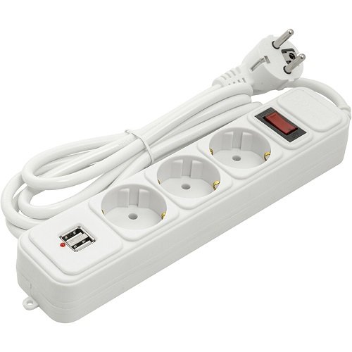 Power plant, llc Extension cord 1.8m, 3 sockets + 2 USB, with switch