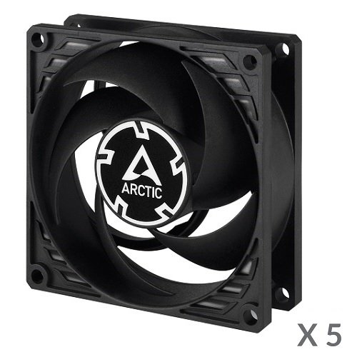 Arctic gmbh ARCTIC P8 Silent Pressure-Optimised Extra Quiet Fans, 3-pin, 80mm, black, 5pcs