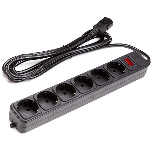 Power plant, llc UPS-Rated Extension Cord 3m, 6 sockets, with switch black