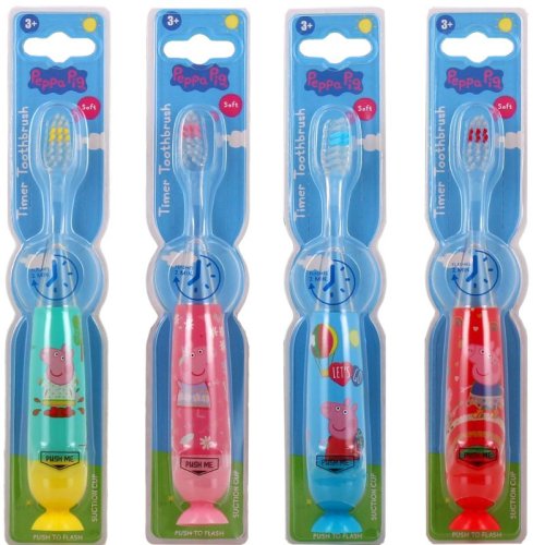 Peppa pig Flashing Toothbrush Set with Suction Cap Different Colors 4 pcs