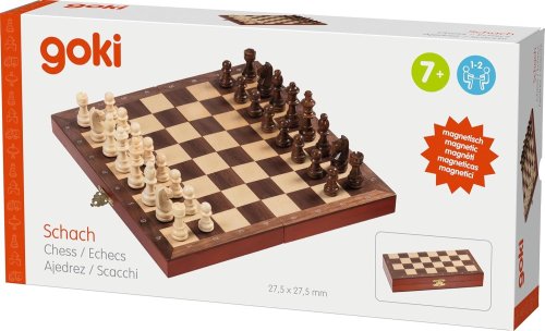 Goki Magnetic Chess Set in a Wooden Hinged Case