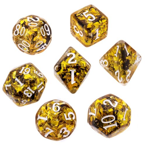 Rebel RPG dice set - Dense core - Gold (white numbers)