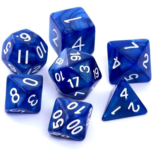 Rebel RPG Dice Set - Pearl - Dark Blue
