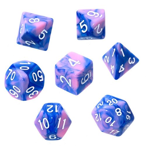 Rebel RPG Dice Set - Two Color - Blue and Pink