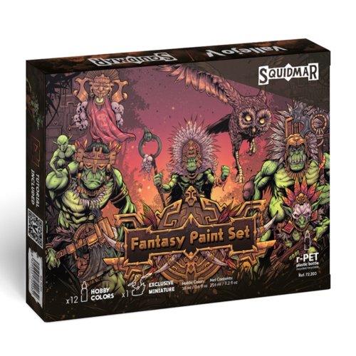 Acrylicos vallejo Vallejo - Game Color / 12 colors + figure - Fantasy Paint Set by Squidmar Miniatures 18 ml