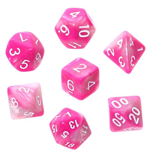 Rebel RPG Dice Set - Two Color - Pink and White