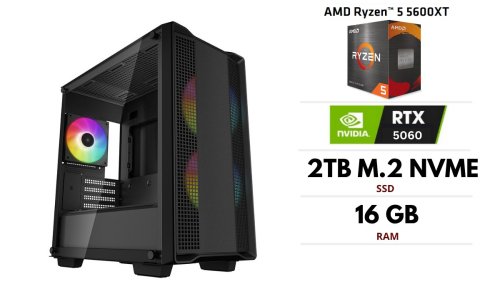 Gameroom PC | AMD Ryzen 5 5600XT, 16GB 3200MHz, SSD NVME M.2 1TB, RTX 5060