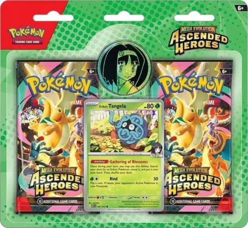 The pok&eacute;mon company international Pokemon TCG: Mega Evolution - Ascended Heroes Trainer's 2-pack Blister - Erika's Tangela