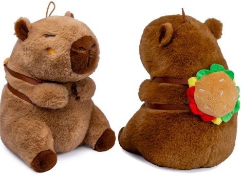 Pc merch Kawaii - Capybara With Burger Backpack Plush | 35 cm