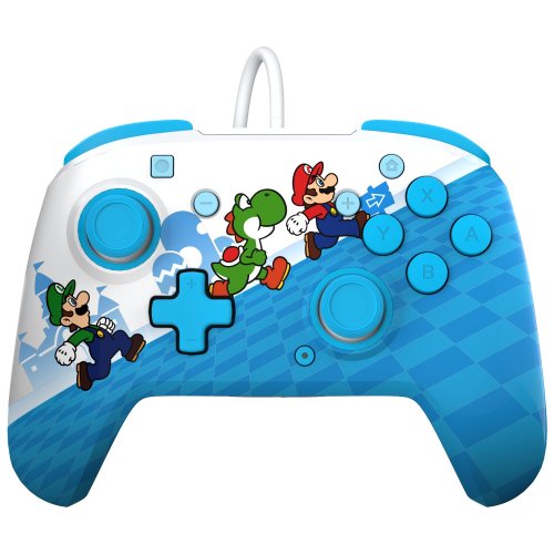 PDP REMATCH Enhanced Wired Controller for Nintendo Switch | Mario Escape | Blue/White