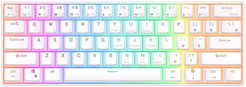 Royal kludge RK61 TKL Keyboard | 60%, Hot-swap, Red Switches, US, White