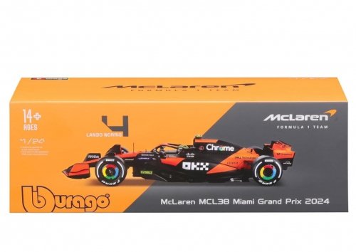Bburago - 1:24 Formula 1 McLaren MCL38 Lando Norris Winner Miami GP 2024 / from Assort