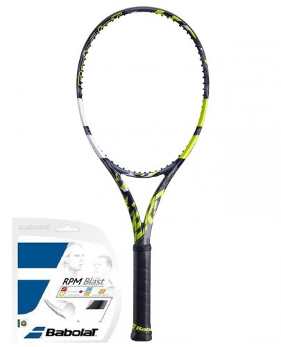Babolat Pure Aero - grey/yellow/white + string