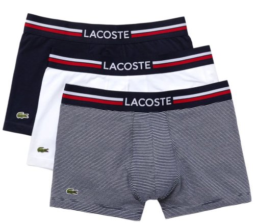 Lacoste Iconic Boxer Briefs With Multicolor Waistband 3P - navy blue/white