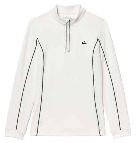 Lacoste Slim Fit Quarter-Zip Sweatshirt - white/green