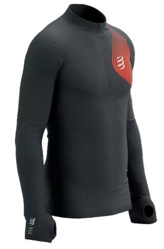 Compressport Winter Trail Postural Long Sleeve Top - black/core red