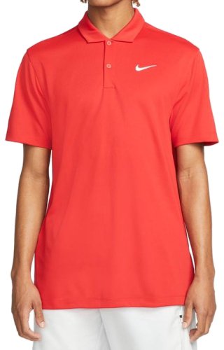 Nike Men's Court Dri-Fit Solid Polo - university red/white