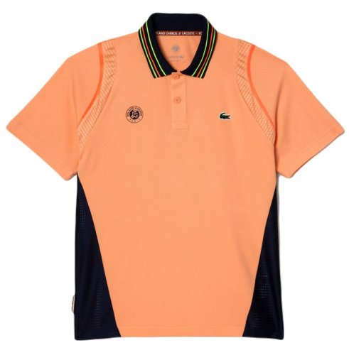 Lacoste Sport Roland Garros Edition Ultra-Dry Two Tone Polo Shirt - light orange/navy blue