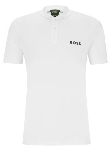 Boss x Matteo Berrettini Slim-Fit Polo Shirt With Boomber-Style Collar - white