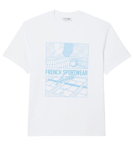 Lacoste Tennis Court Print Cotton - white