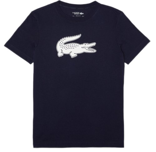 Lacoste SPORT 3D Print Crocodile Breathable Jersey T-shirt - navy blue/white