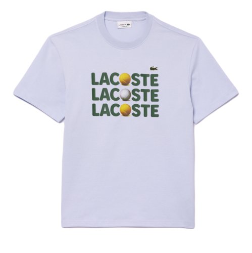 Lacoste Heavy Cotton Tennis Ball Print T-Shirt - light blue