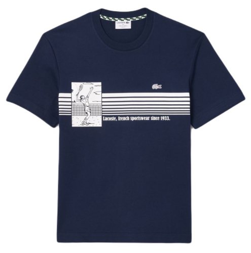 Lacoste French Made Tennis Print Heavy T-Shirt - midnight blue