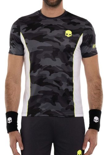 Hydrogen Camo Tech T-Shirt - anthracite camuflage/yellow fluo