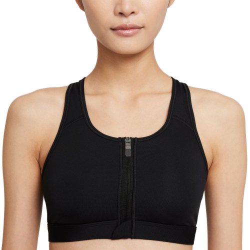 Nike Swoosh Zip Front Bra W - black/black/white