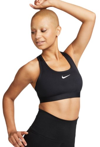 Nike Swoosh Medium Support Non-Padded Sports Bra - black/white