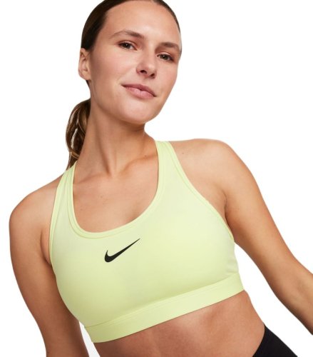 Nike Swoosh Medium Support Non-Padded Sports Bra - luminous green/black