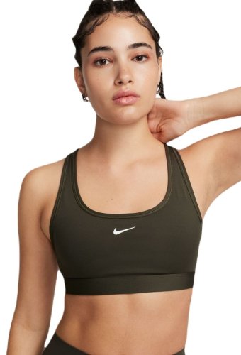 Nike Swoosh Light Support Non-Padded Sports Bra - cargo khaki/white