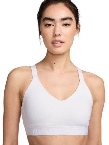 Nike Indy Medium Support Padded Adjustable Sports Bra - white/stone mauve