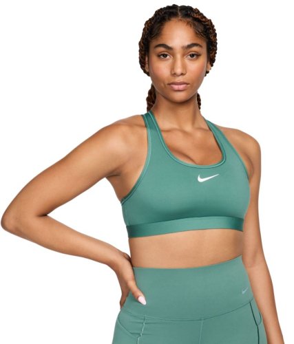 Nike Swoosh Medium Support Non-Padded Sports Bra - bicoastal/white