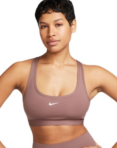 Nike Swoosh Light Support Non-Padded Sports Bra - smokey mauve/white #