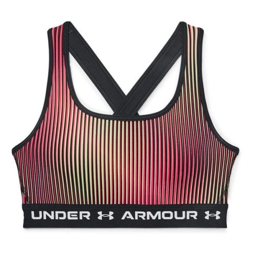 Under armour Women's Armour Mid Crossback Printed Sports Bra - black/white