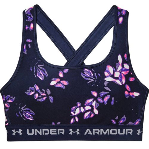 Under armour Women's Armour Mid Crossback Printed Sports Bra - midnight navy/purple tint