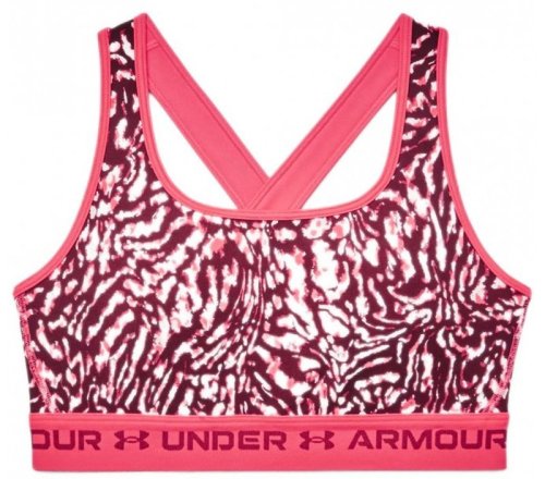 Under armour Women's Armour Mid Crossback Printed Sports Bra - penta pink/black