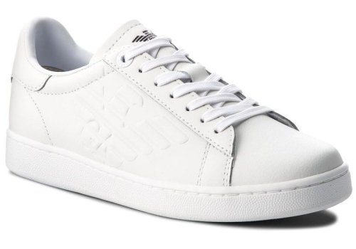 EA7 Unisex Leather Sneaker - white