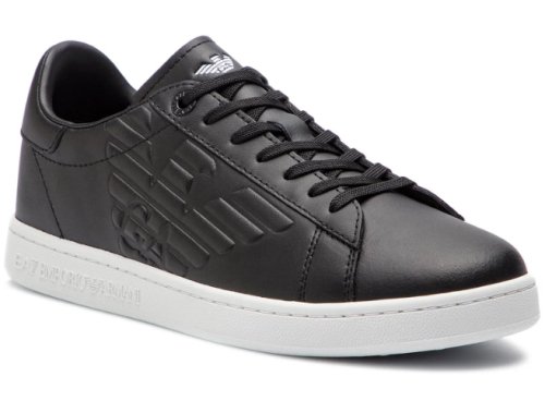 EA7 Unisex Leather Sneaker - black