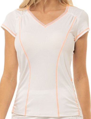 Lucky in love Eyelet Go Rib Uplift T-Shirt Women - white/orange frost