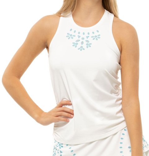 Lucky in love Laser Eyelet Ruche Tank W - breeze