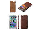 Apple iPhone 6/6S 4.7 Genuine Real Leather Slot Card Back Case Cover Brown maks
