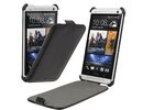HTC One M7 Leather Flip Case Cover Black maks