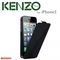 Kenzo iPhone 5 5S Leather Flip Case Glossy Black Ultra Paris Fashion Design (EU Blister)