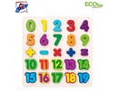 Woody 90069 Eko koka attīsto&scaron;ā puzle - Mācamies matemātiku un skaitļus bērniem 3+ (30x30cm)