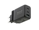 Tellur GaN 65W 3-port wall charger, 2xUSB-C + USB-A, EU,UK,US, black