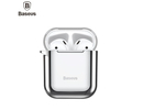 Baseus Metallic Shining Ultra-thin Silicone Protector Case with Hook for Airpods 1 / 2 Apple Silver