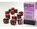 Chessex Gemini 16mm d6 with pips Dice Blocks (12 Dice) - Purple-Red/gold